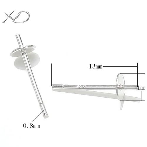 XD P034 925 sterling silver earring findings  925 sterling silver earrings  half hole bead earrings
