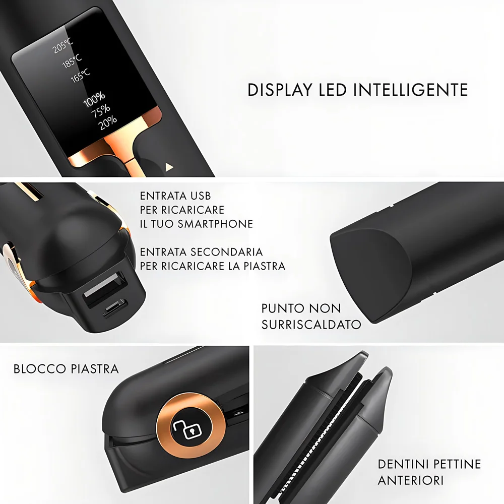 Rechargeable Mini Flat Iron Wireless USB Cordless Hair Straightener