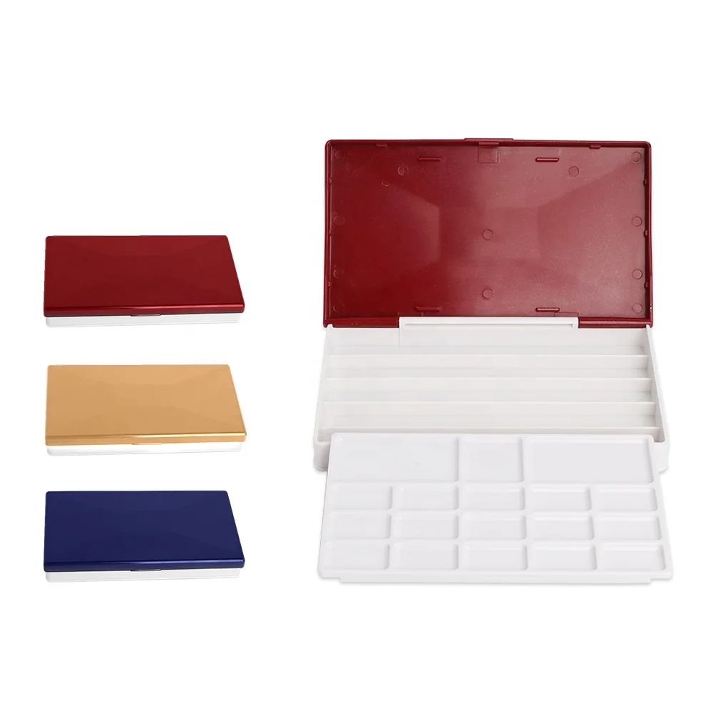 Artist Supply plastic paint palette case painting Box half pan storage for watercolors subpackage