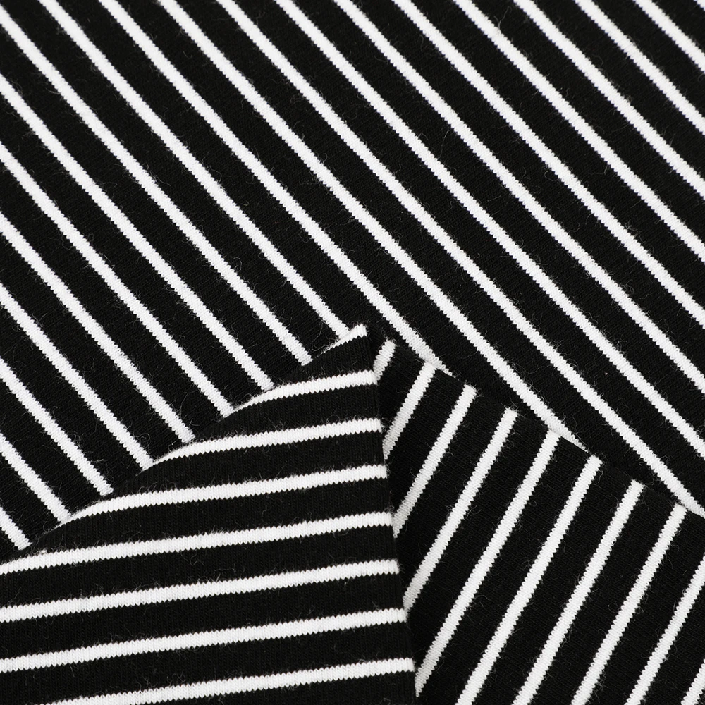 Modern black white stripe design custom 100% cotton yarn dyed fabric for dress