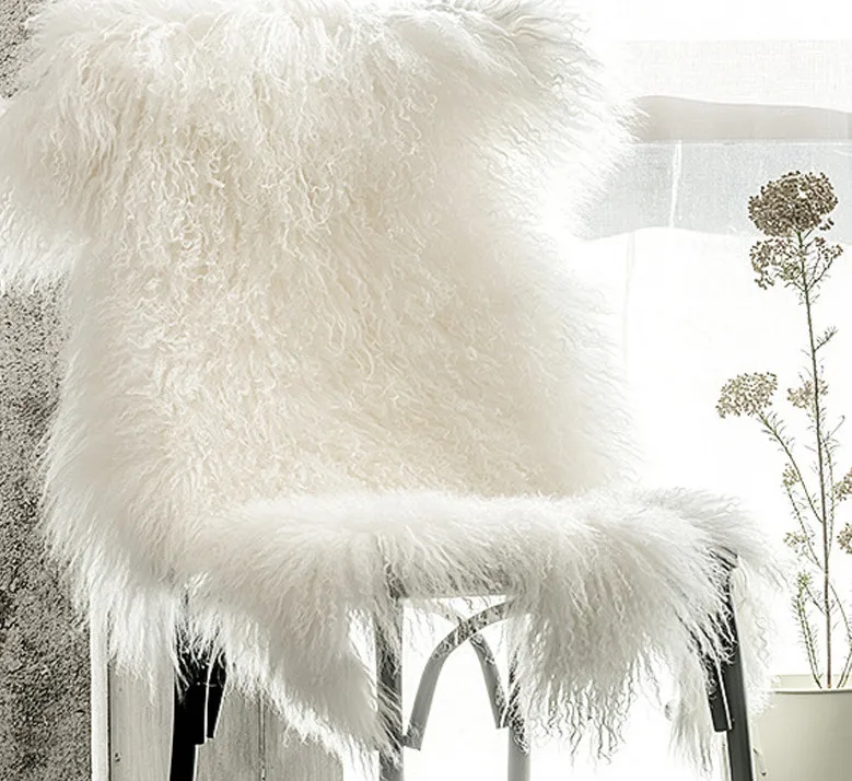 Natural Curly Fur Tibetan Sheep skin Fur Blankets Carpet Real Animal Fur