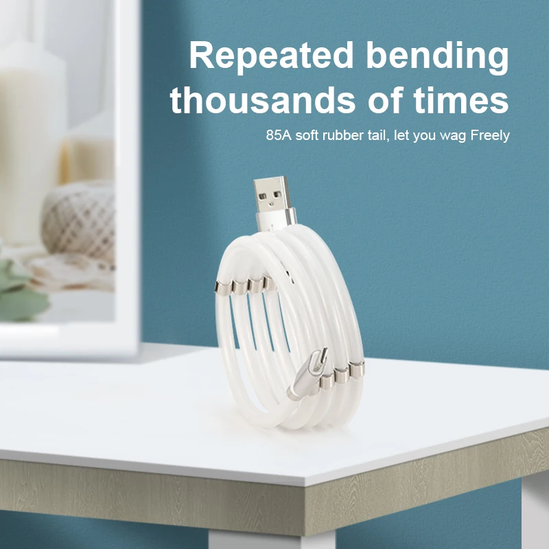 
Cables USB Light LED Micro Magnetic Self Winding Organizing Charging Cable Type c Fast Cable 