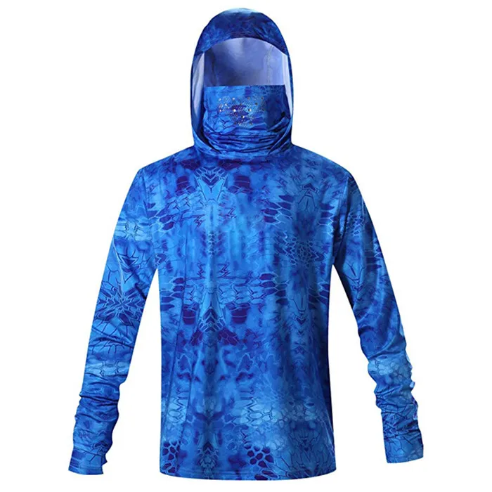 Wholesale Custom Sublimation Fishing Clothing UPF Hoodies with Hood Shirts UV Protection