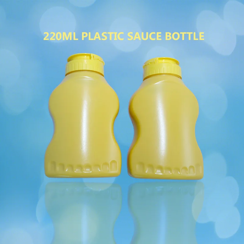 PE 220ml plastic flat ketchup bottles squeeze sauce bottles
