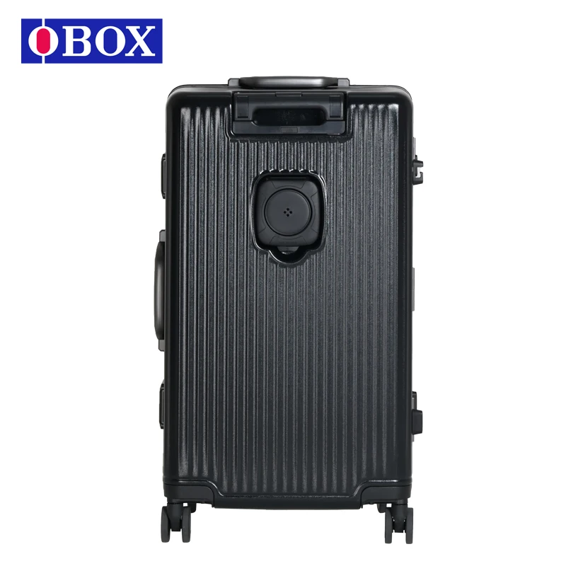 Hot sale Custom Large capacity Luxury  Trolley Outdoor Luggage with with USB interface for travel and sport Black