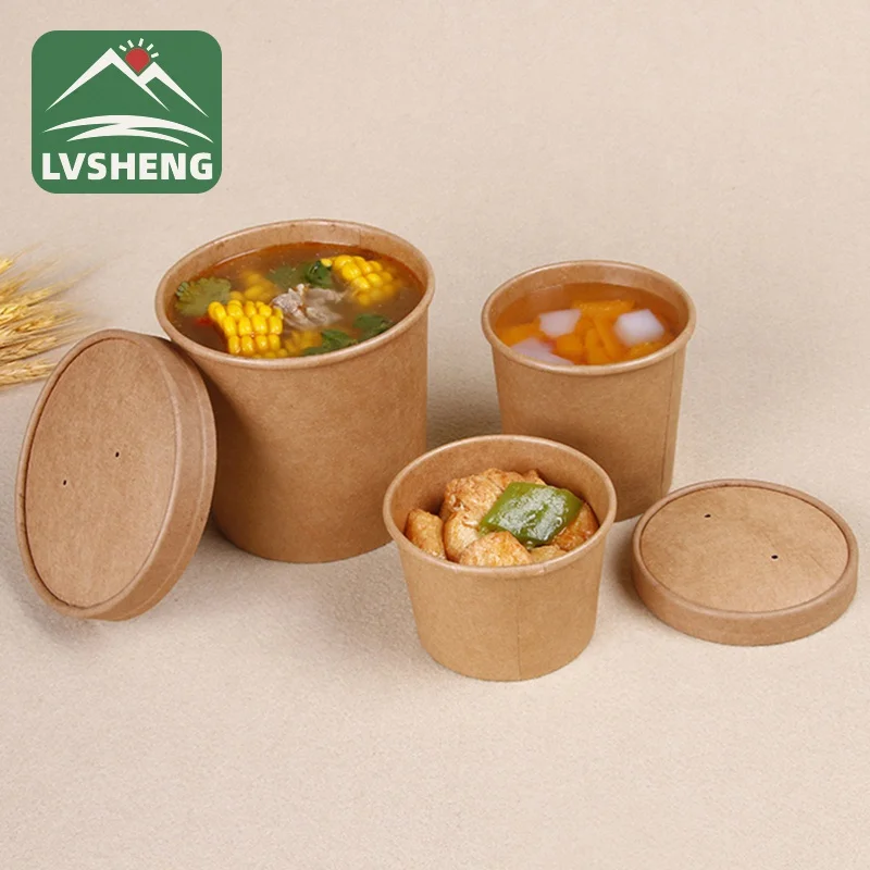 500 ml-1300 ml Paper Bowl Chinese Manufacture Paper Round Salad Bowl Kraft