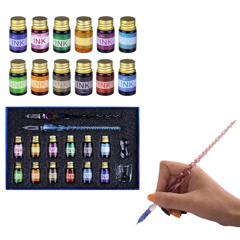 Каллиграфия для начинающих, набор чернил из хрустального стекла, набор чернил для рисования на заказ, художественное перо для письма, набор сверхтонких стеклянных карандашей