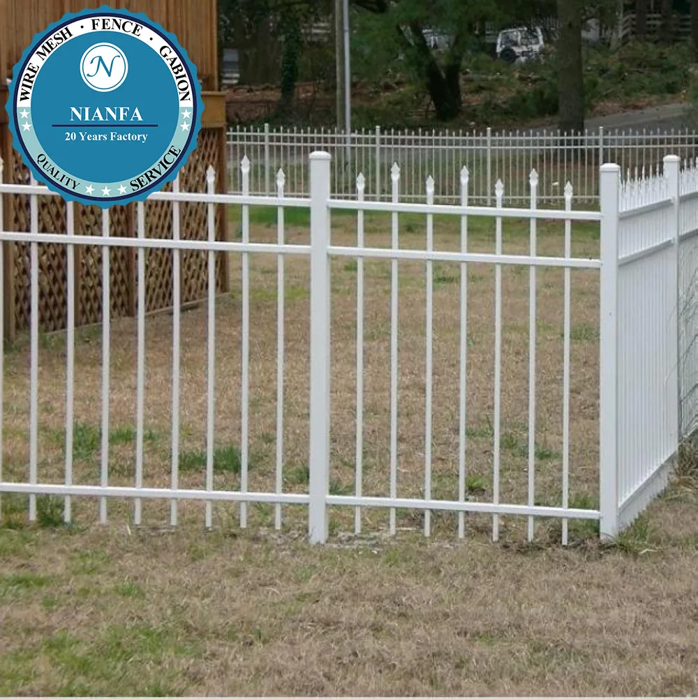 Custom Iron Pool Fence Metal Frame with Powder Coating Nature Pressure Treated Wood for Swimming Pool Fencing