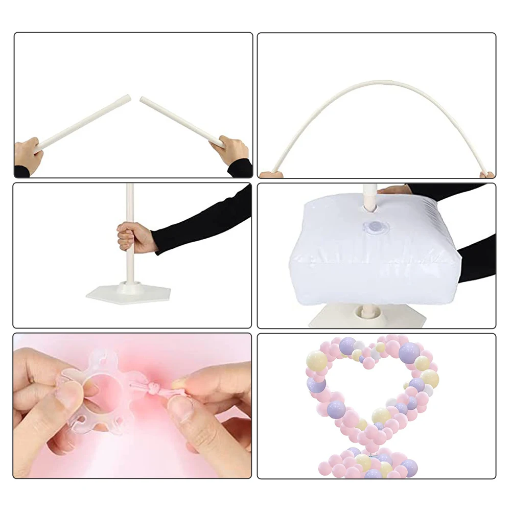 Balloon Column Arch with Base Heart Shaped Stand Frame Display Kit for Wedding Birthday Party Background Decor Supplies