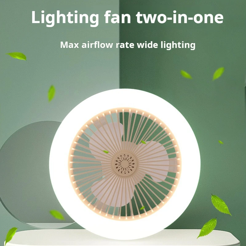 Modern Indoor Heat AC220V Home Living Room Bathroom Socket E27 Bulb Smart Dimmable Led Ceiling Light with Fan and Remote Control