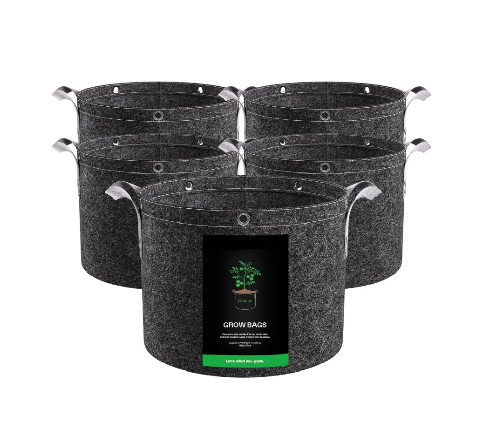 Non-woven fabric garden felt grow bags planting bags with built-in metal rings