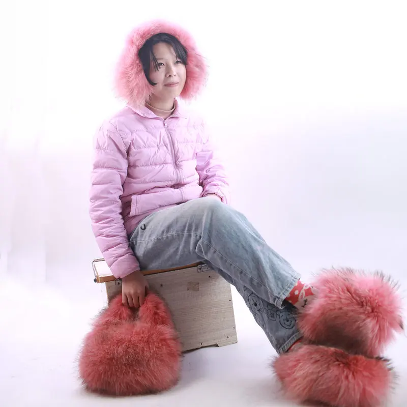 fashion raccoon fur handbag  for women wholesale adult plush clutch furry bag