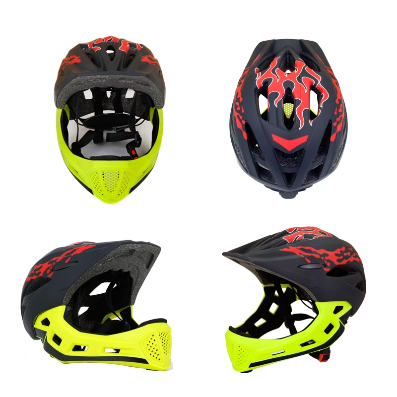 Kids Bike Helmet Toddler Full Face Helmet Detachable Ultralight Mountain Bike Cycling Helmet for BMX Bicycle Skateboard Scooter