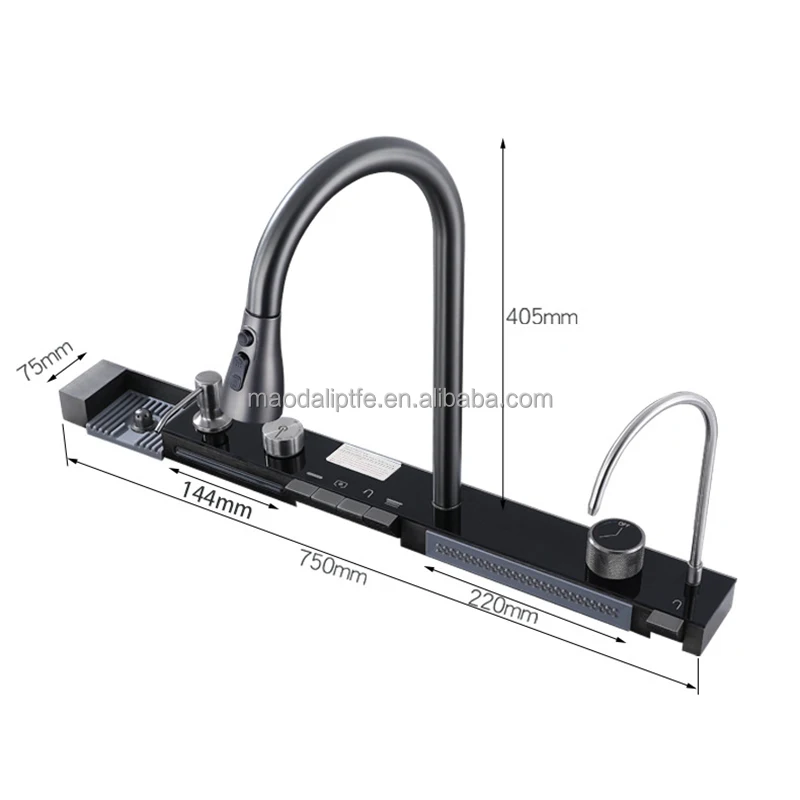 New Design Piano Switch Multifunction Stainless Steel Smart Waterfall Kitchen Sink Black Smart Sink Kitchen