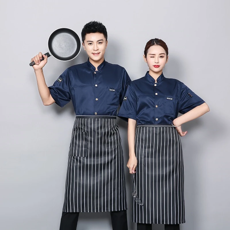 
Factory Supply Restaurant Kitchen Cookwear Chef Cook Uniform Chef Jacket Coat short sleeve 