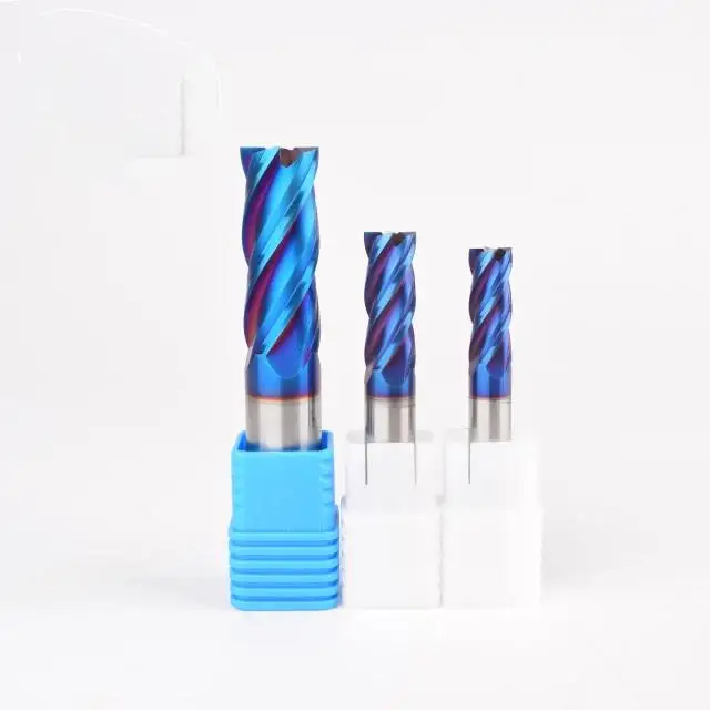 1/2/3/4/6 flutes HRC65 Blue Nano Coating tungsten carbide cutter end mill cutter for sale