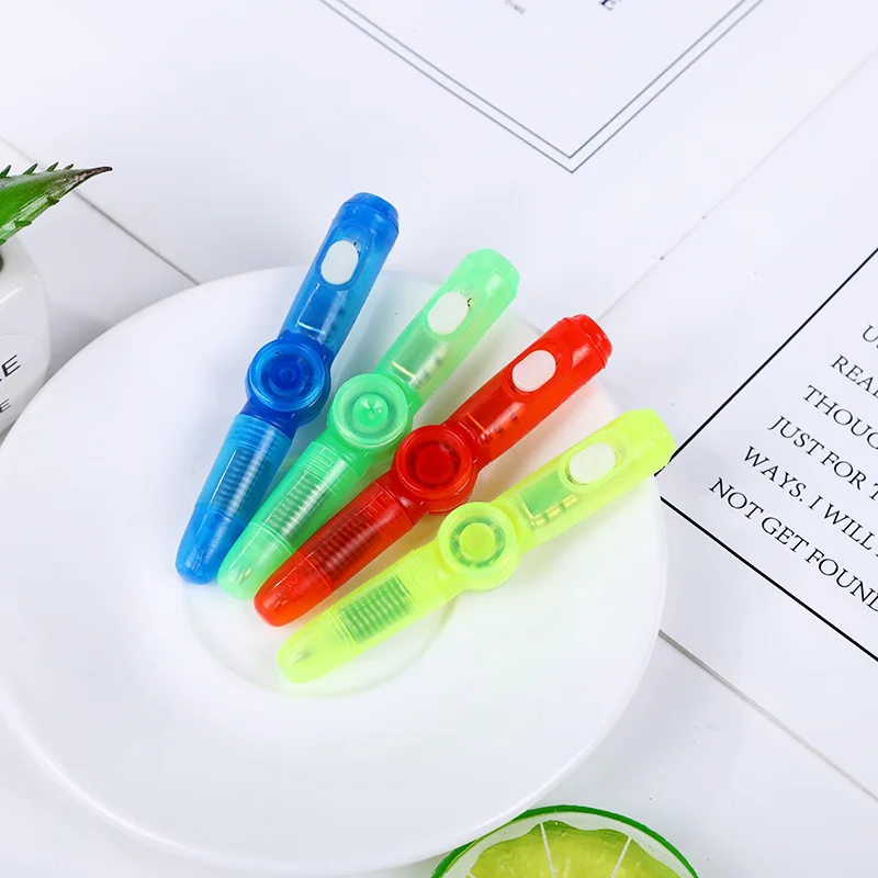 Kids Toy Relieve Pressure Christmas Party Give Away Play Funny Light LED Fidge Gyro Ball Ballpoint Pen Finger Hand Spinner Pen