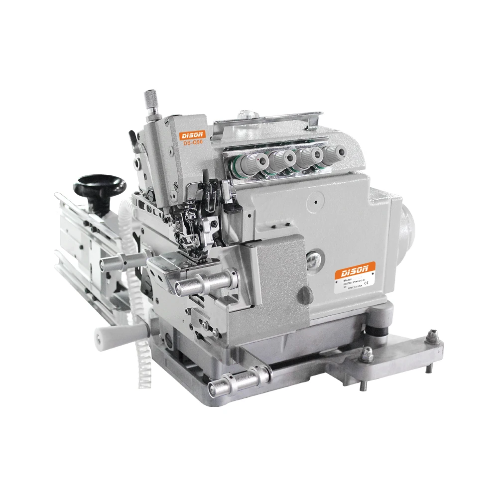 DS-Q90PD компьютеризированная автоматическая небольшой цилиндр-кровать оверлок швейная машина с эластичными крепления устройства