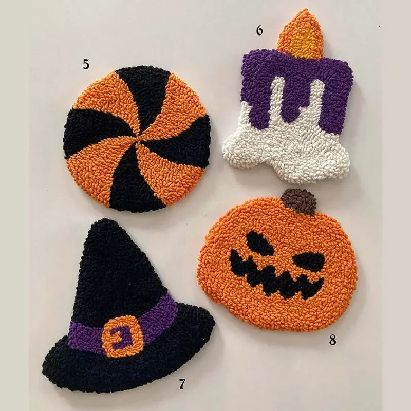 Halloween  Luxury pumpkin  Special Black  white  spider web Customized  design size  Tufted Kitchen Table  tufted luxury Coaster