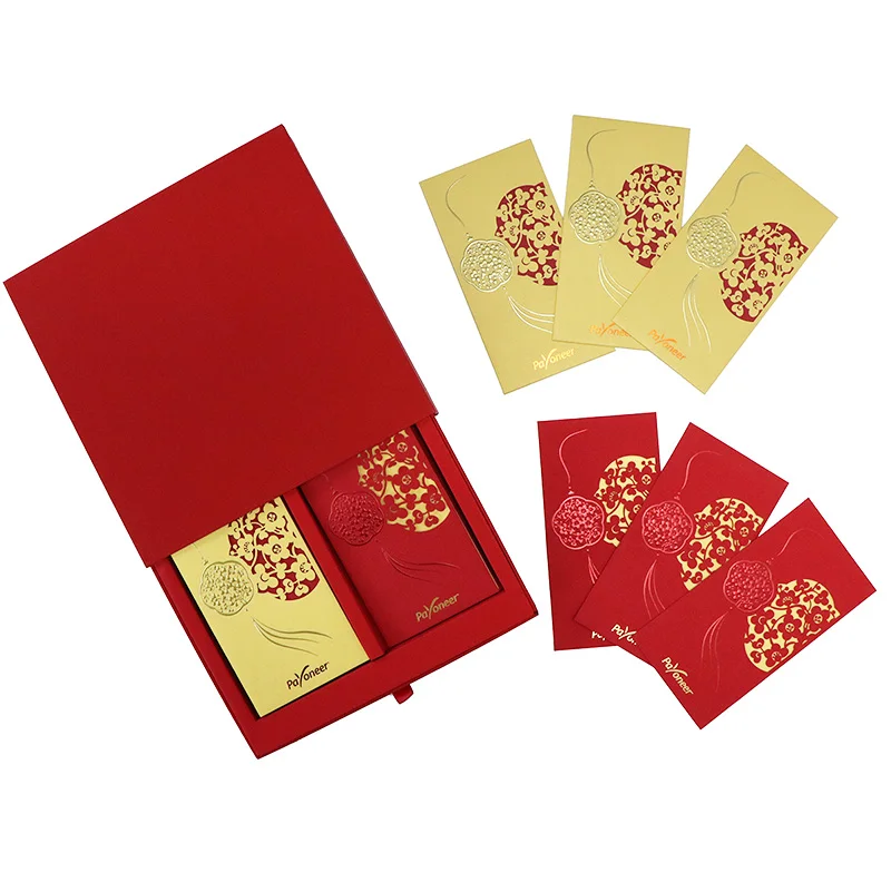 2023 recyclable custom paper envelope embossed special chinese red packet