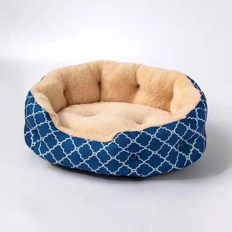 Oxford Cloth Material Pet Dog Sofa Bed With Fur Liner Removable And Washable Dog Cat square kennel non-slip bottom Nest