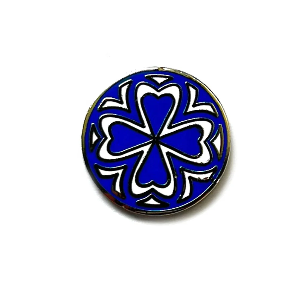 VastGifts Custom Nickel Plating Blue Four-leaf Clover Hard Enamel Lapel Pin Badge with Butterfly Clutch