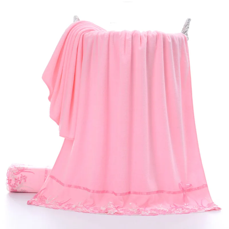 Lace Border Face Bath Towel Set Microfiber Super Absorbent Towels With Lace Edgel for Women