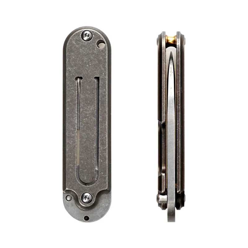 Mini Outdoor Folding Knife Stainless Steel Pocket Knife Stonewashed KeyChain Pendant Pea Shape Knife EDC Tool
