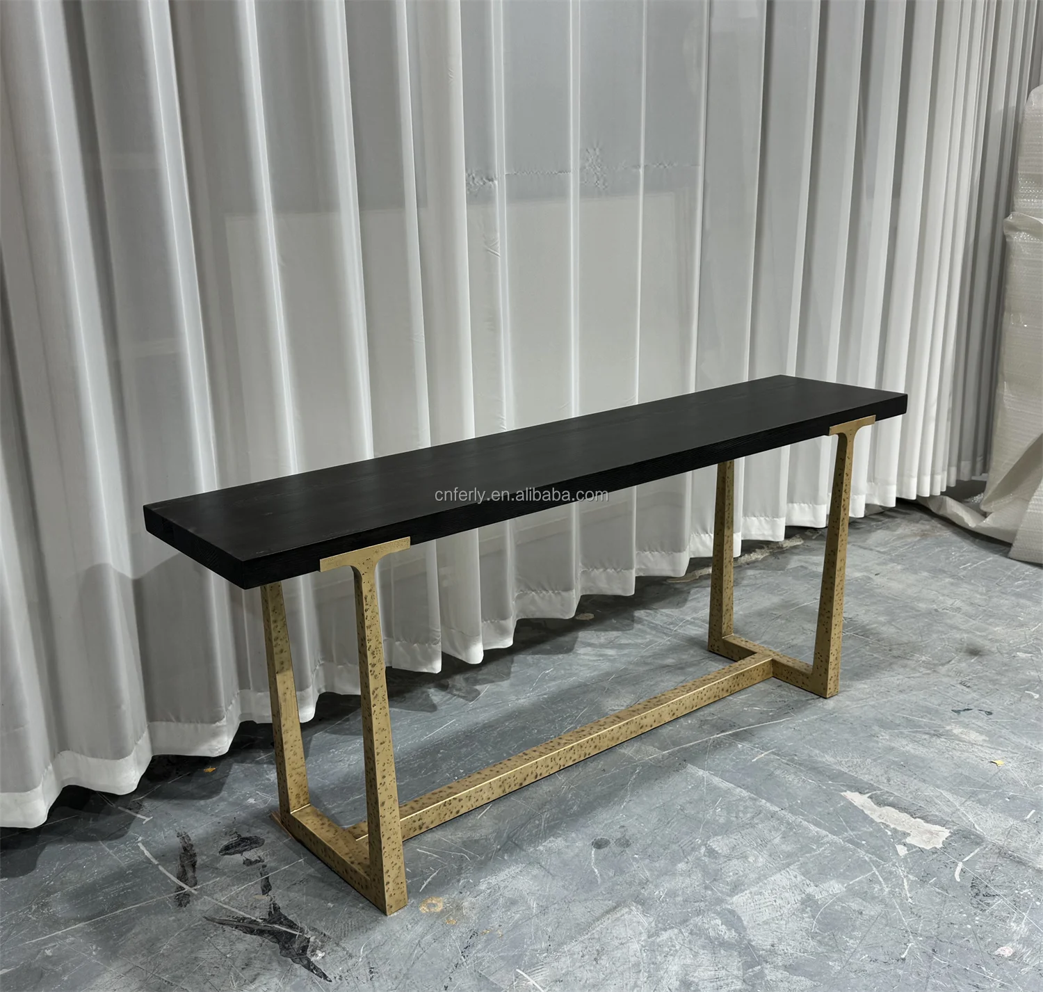 American Style Dining Room Solid Wood Table Rectangular Table Cast Metal Tapered Stanchions Coffee Table