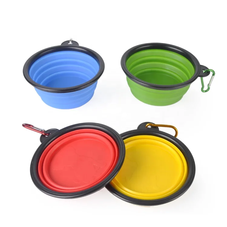 Amazon Custom Bpa Free Food Grade Pet Cat Dog Food Water Feeding Travel Silicone Portable Collapsible Dog Bowl