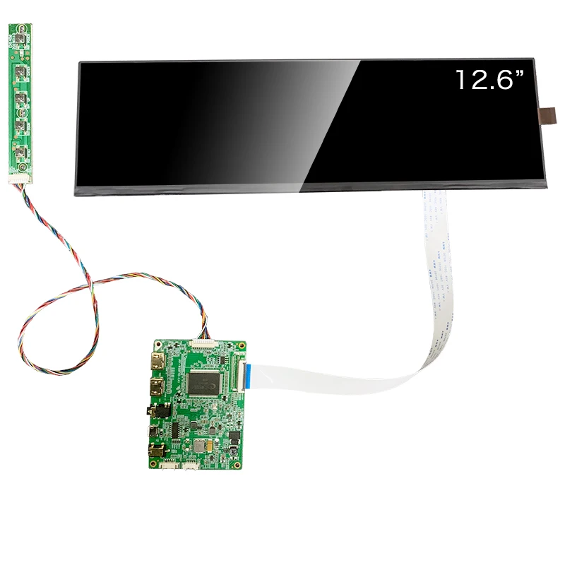 factory manufacturer custom lcd display 12.6 inch ips tft lcd module display screen 1920x515 hd-mi stretched bar lcd display