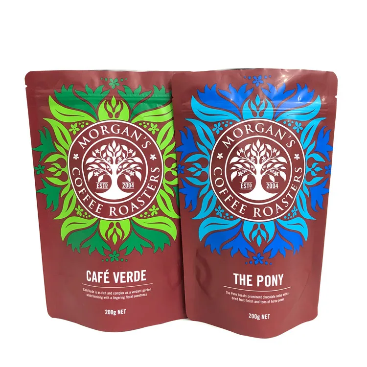 Wholesale Custom Print 2 4 8 12 Oz Round Bottom Aluminum Foil Black Plastic Coffee Tea Packaging Bags With Vented Valve