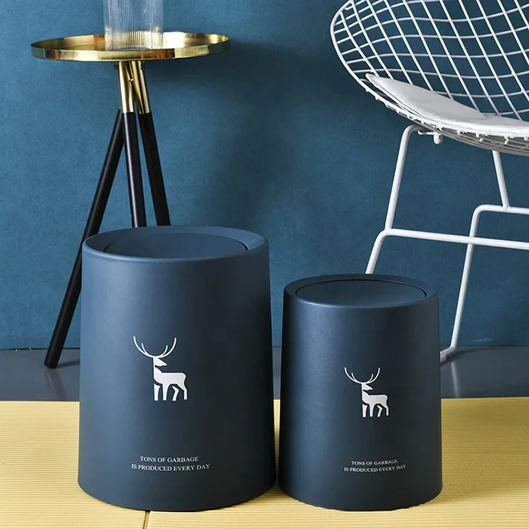 8l/12l Plastic Garbage Can Double Buckets For Home Storage Easy-to-use Round Trash Can For Kitchen Office Hotel Bedroom Family