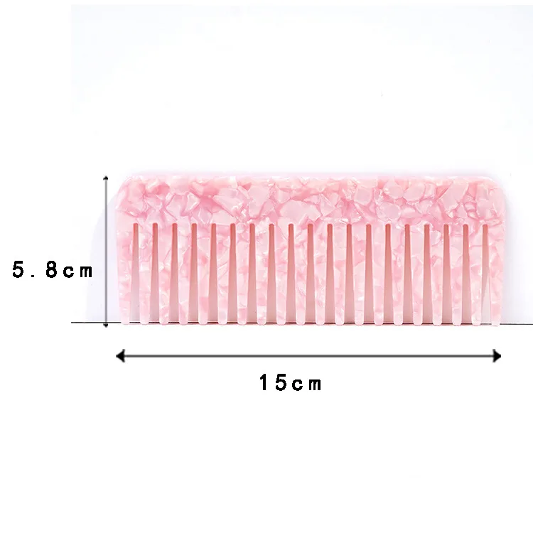 MingHe Wide Tooth Comb Wholesale Pink Square Straight Hair Comb Acetate Custom Wide Combs For Women