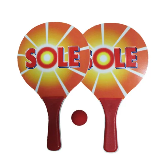 2024 Top Quality MDF Material Beachball Beach Paddle Ball Racket Set of 2 Rackets+1 PP Ball