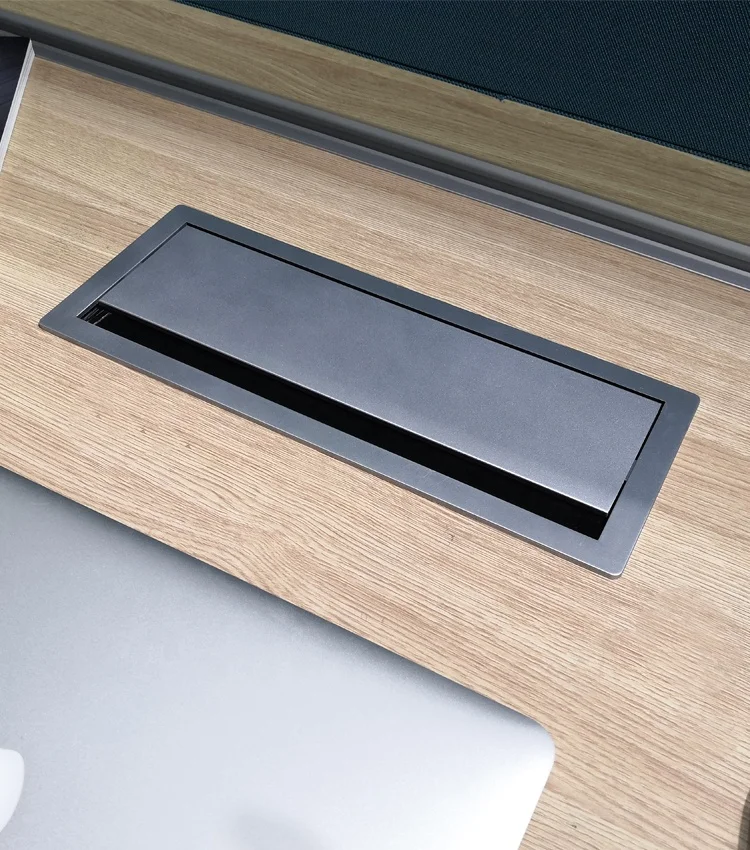 ABS Aluminum Alloy Furniture Soft Closing Brush Cable Grommet Box with buffer For Workstation