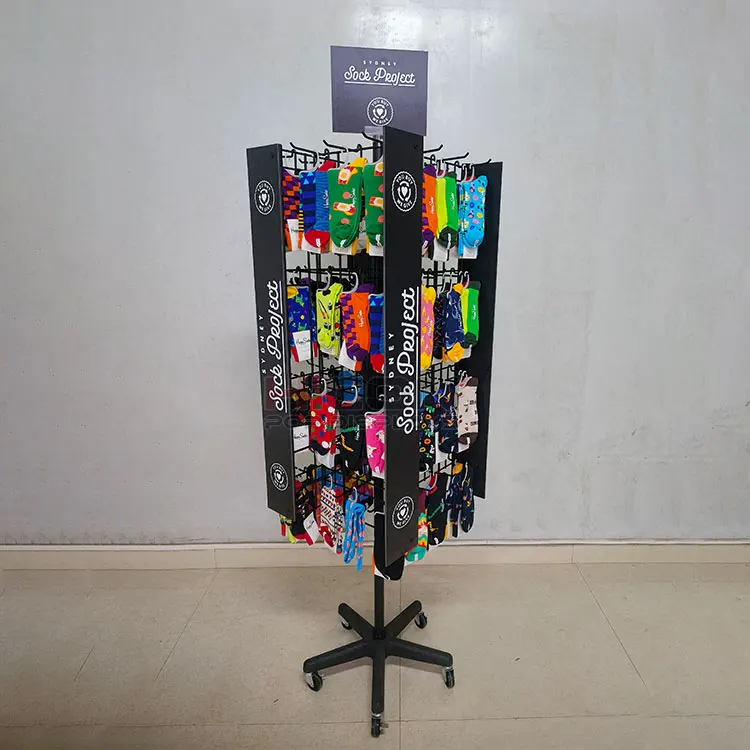 Metal Rotating Display Stand Spinning Floor Hanging Products Wire Display Rack Sock Display Stand Shops
