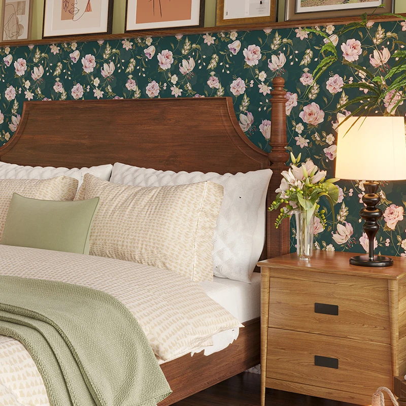 Wallpaper 3D Home Decoration Self Adhesive Vintage Flower  Pvc Peel And Stick Wallpaper For Bedroom Living Room Walls