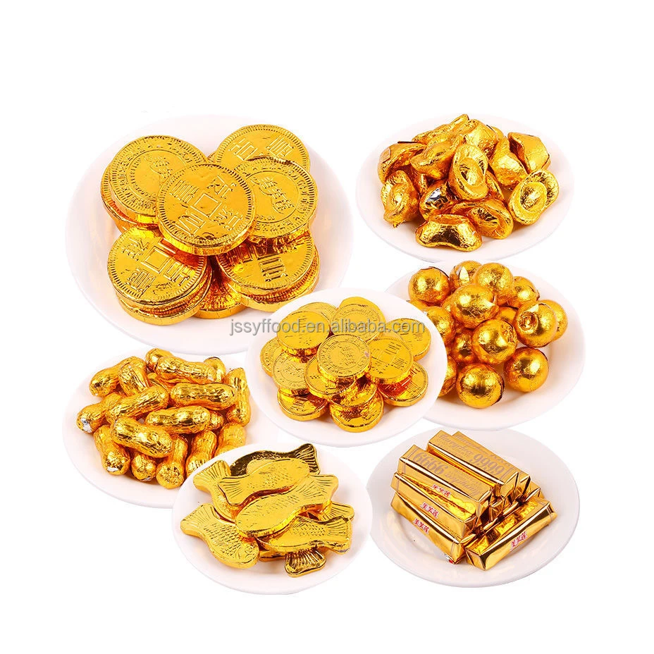 Chocolate manufacturer wholesale customized various shapes Halal milk Chocolate ingots Gold coin