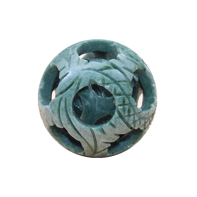 Natural Green Jasper Crystal Spheres Ball Carved Good Luck Palm Display Stone Carvings puzzle sphere