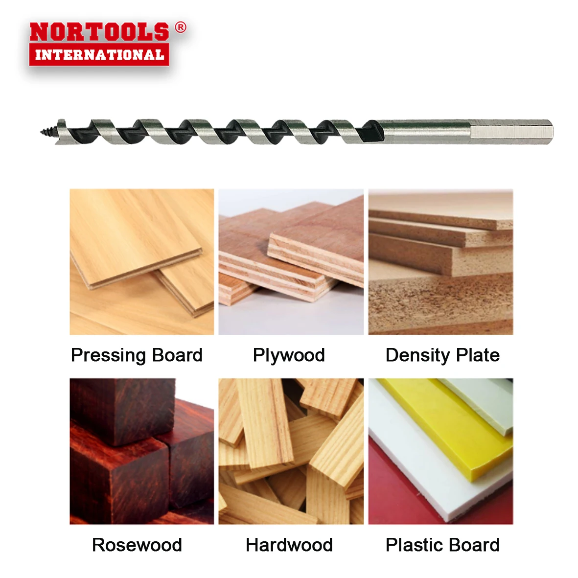 6 Pieces 230 mm Hex Shank Auger Bits for Woodworking Drilling