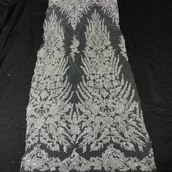 Wholesale Price 3D White Sponge Bubble Tulle Mesh Glitter Floral Lace Fabric Beautiful Design Women Party Dress Sewing Materials