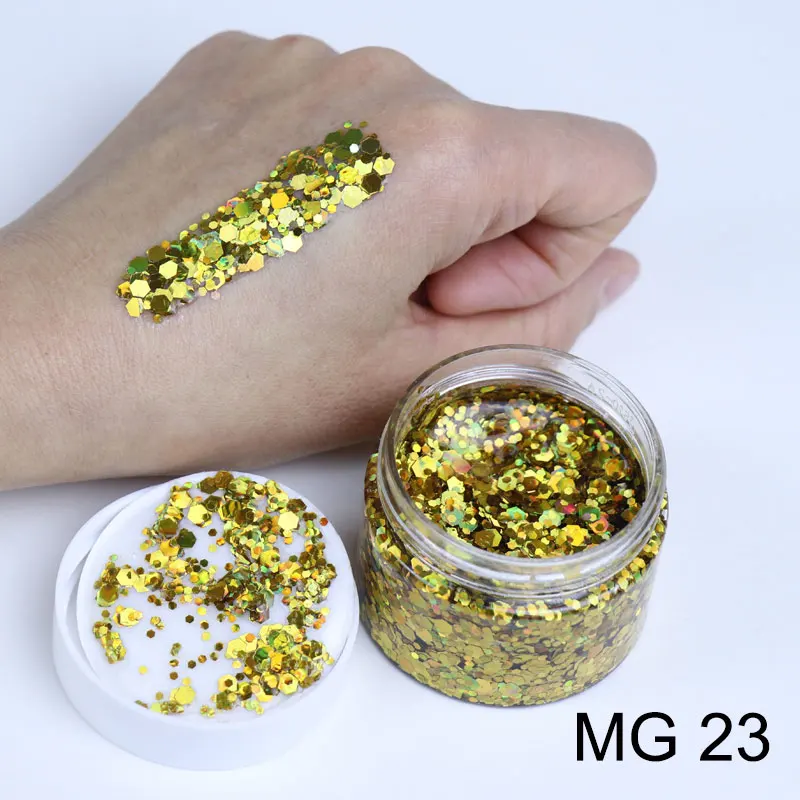GP 40ml Wholesale safe on skin Face Body Hair Nail Holographic Chunky Glitter Gel
