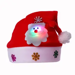 Cartoon Christmas Hat Santa Claus/Elk/Snowman Xmas Cap With LED Light For Adult Kids Cap