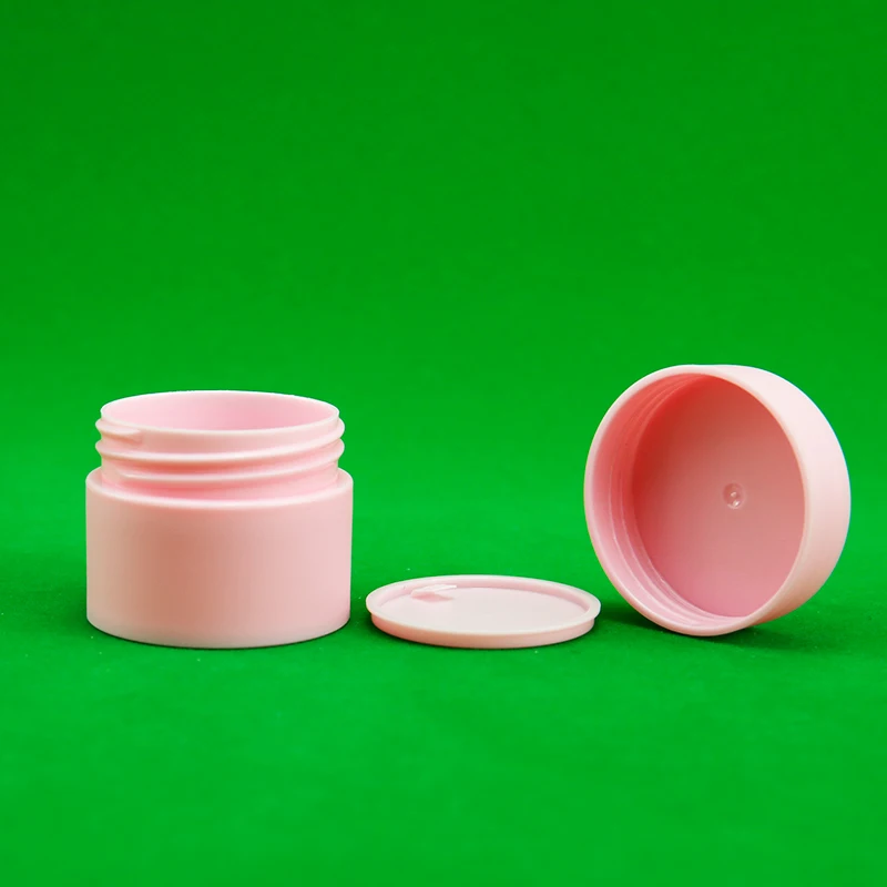 Empty Round Container 10g PET Plastic Cosmetic Jars Pink With Lids