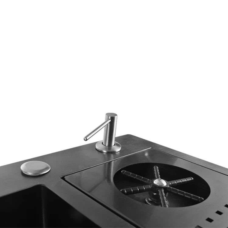 Ferreteria Manufacture Ss304 Black Nano Kitchen Sinks With Sink Rotating Cup Washer And Kichen Sink Faucet /Fregadero Negro