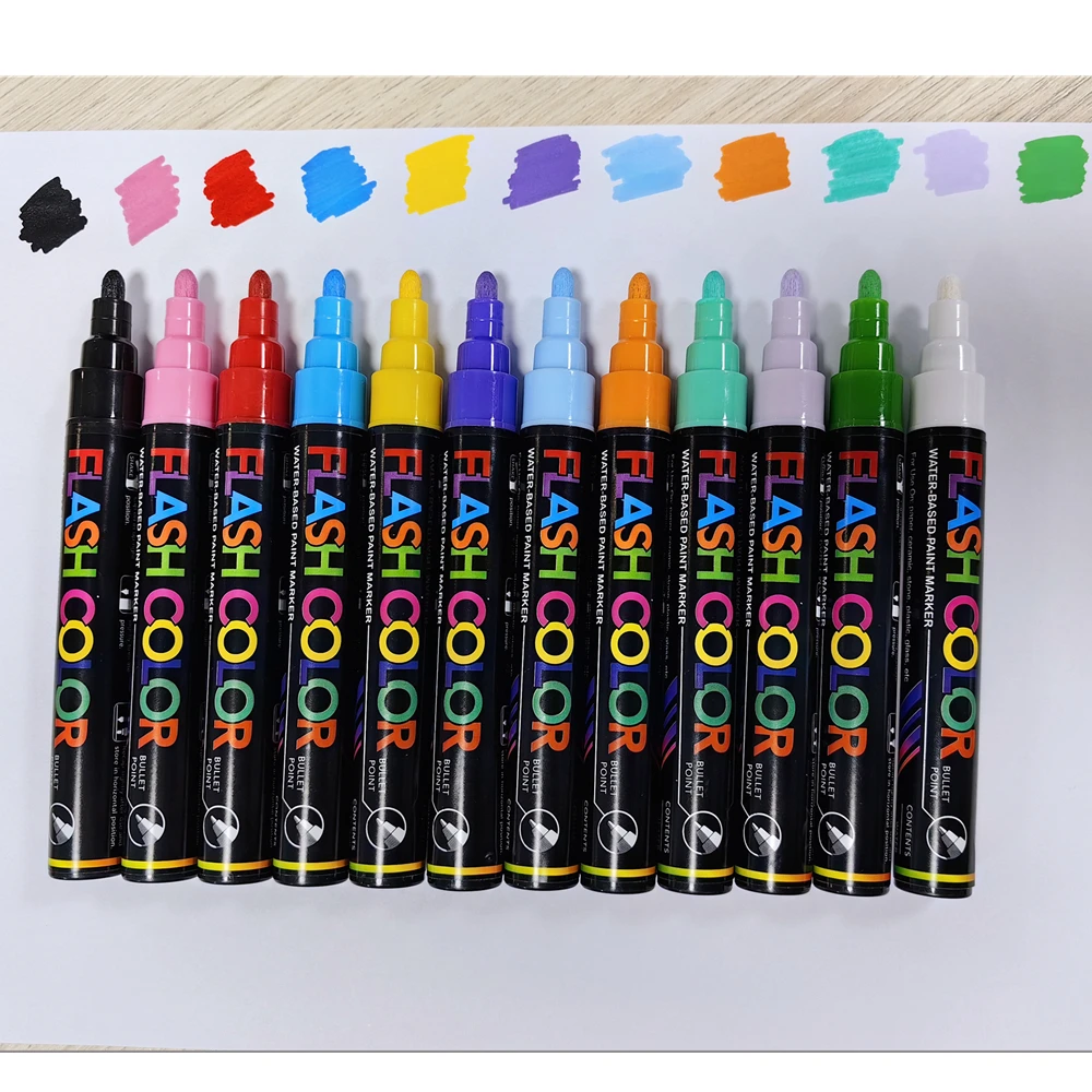 China supplies Water based 12 colors Acrylic paint marker for Ceramics DIY Safety Guarantee