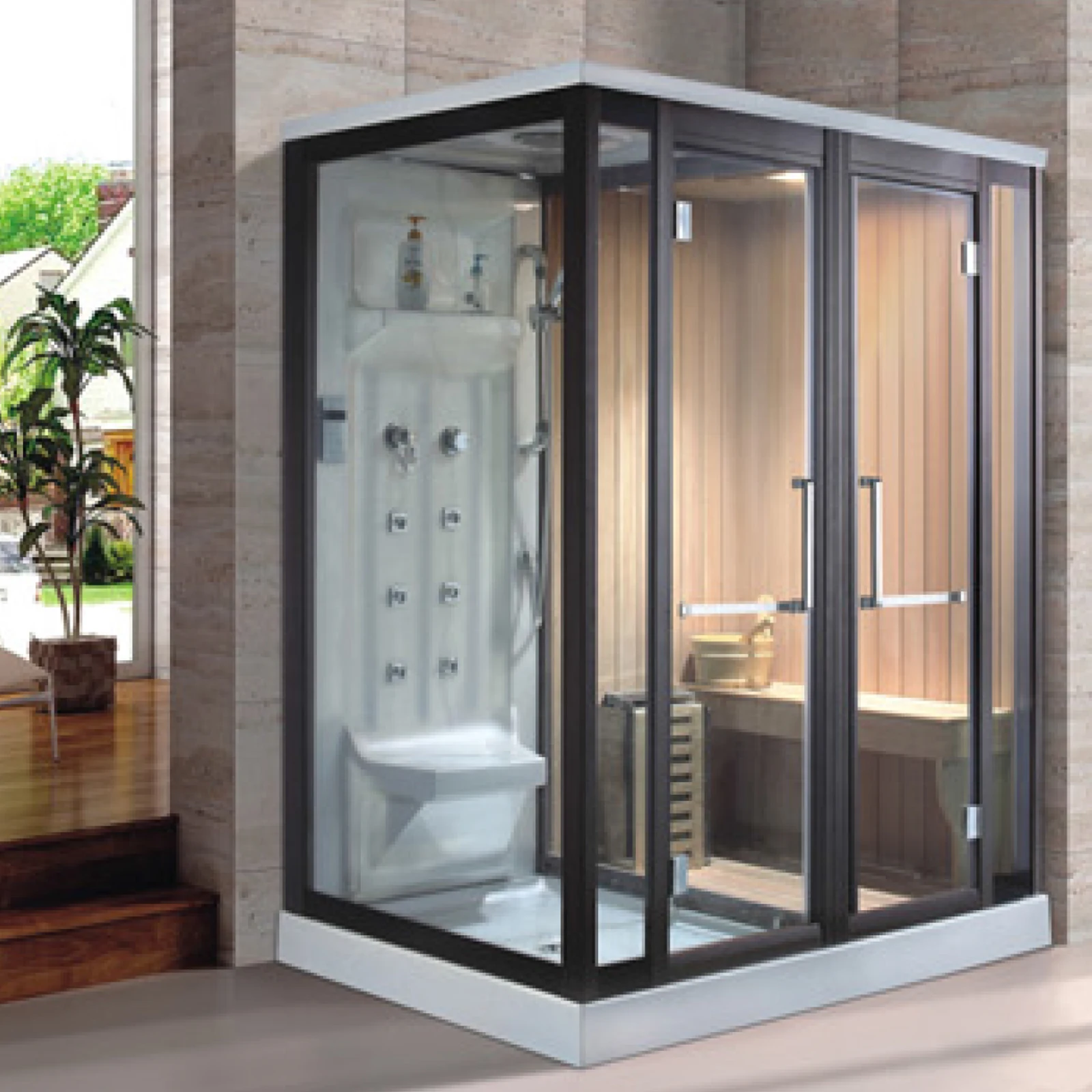 wood steam shower/ wooden steam cabinet/ wood sauna box steam bath