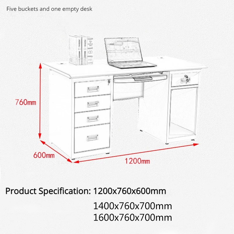 Steel Office Computer Desk With 5 Drawers Metal Office Equipment Workstation Office Equipment Desk