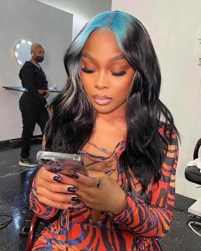 Pre Plucked Mixed colorful Natural Hairline Synthetic Lace front hair wigs for Women